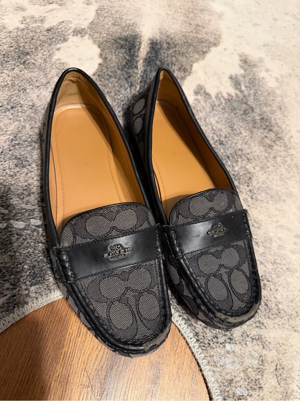 Coach Black Signature Canvas Penny Loafers